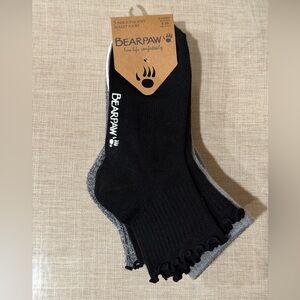 BEARPAW Super Soft Ruffle Support Anklet Socks Black/Grey/White - 5 Pair